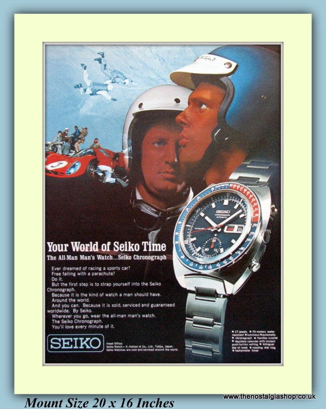 Seiko Chronograph Watch Original Advert 1970 (ref AD9375)