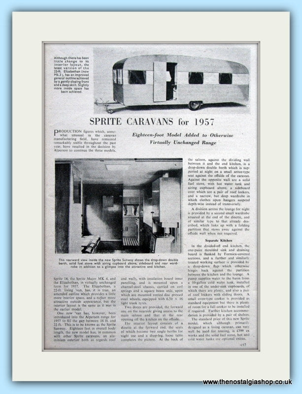 Sprite Caravan Original Test Report 1956 (ref AD6372)