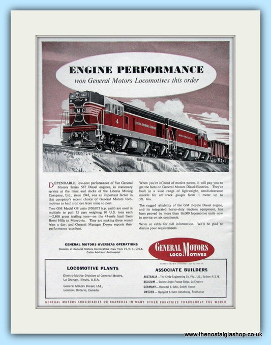 General Motors Locomotives Original Advert 1955 (ref AD6509)