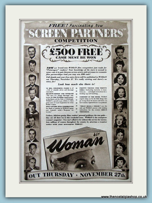 Woman Magasine Screen Film Competition Original Advert 1952 (ref AD4699)