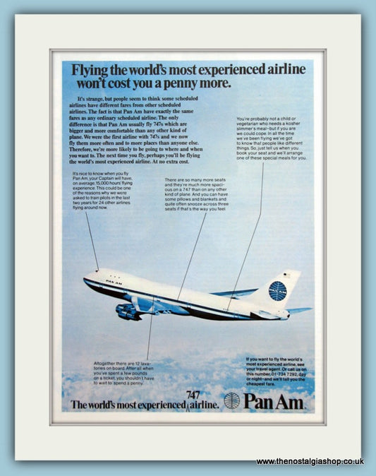 Pan Am Original Advert 1974 (ref AD2172)