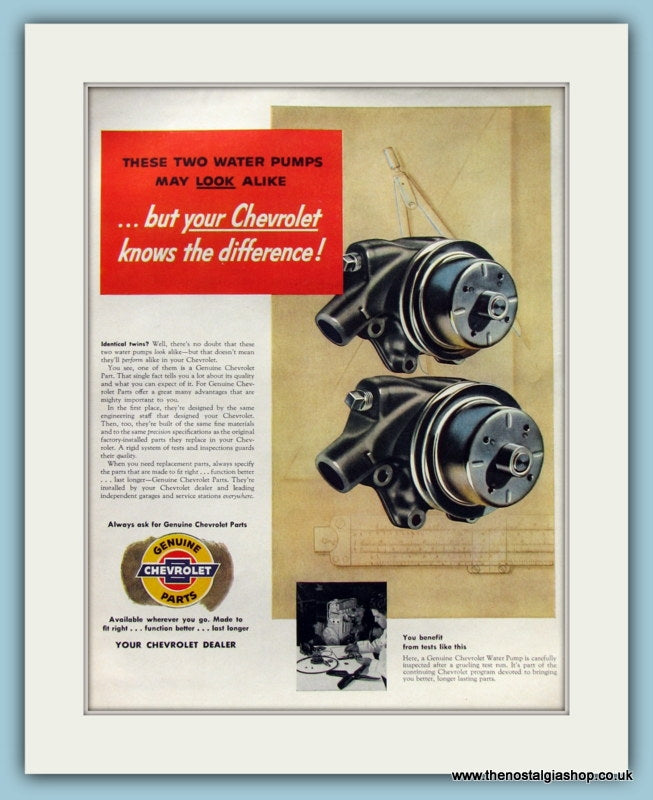 Chevrolet Water Pump Original Advert 1954 (ref AD8321)