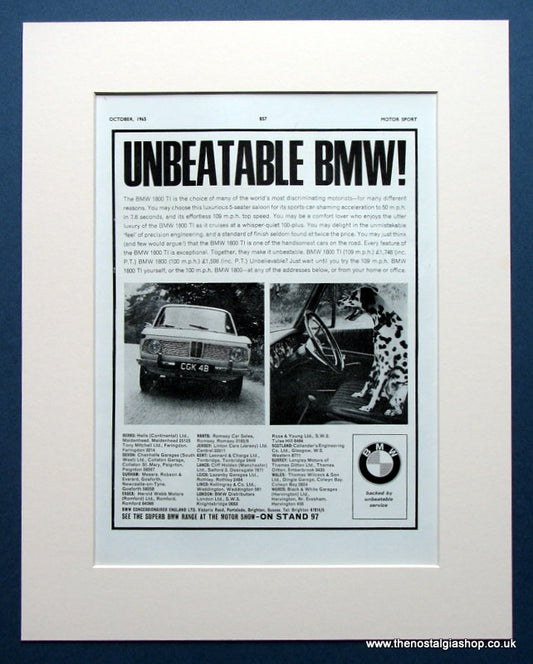 BMW 1800 TI. Original advert 1965 (ref AD1411)