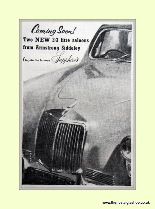 Armstrong Siddeley 2.3 Litre Saloon Original Advert 1955 (ref AD6658)
