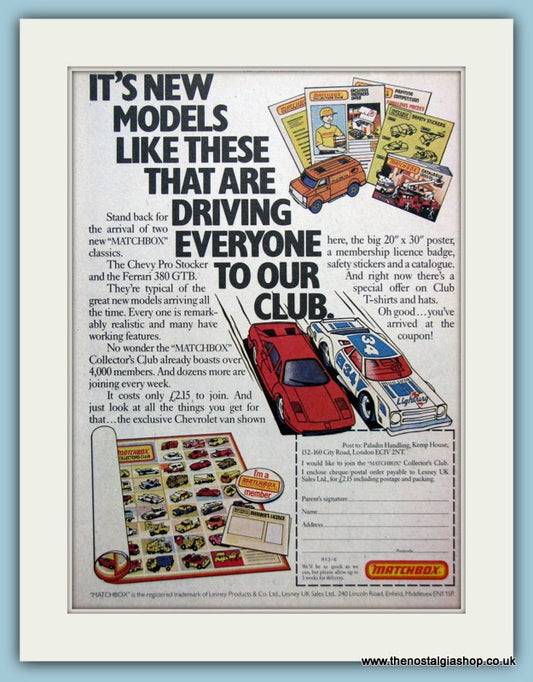 Matchbox Collectors Cars Original Advert 1981 (ref AD2612)