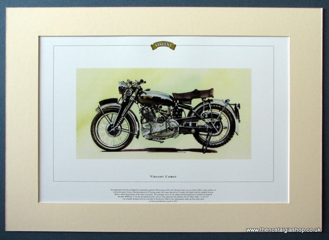 Vincent Comet Mounted Motorcycle Print (ref PR3027)