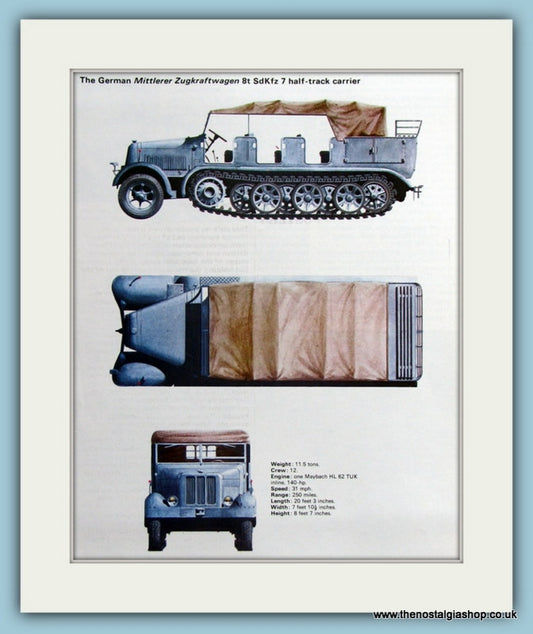 German Mittlerer Zugkraftwagen 8t SdKfz 7 Half-Track Carrier Print (ref PR440)