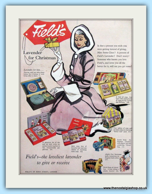 Fields Lavender Gift Sets Original Advert 1955 (ref AD4834)
