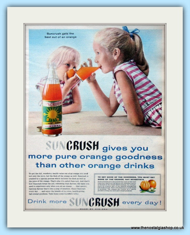 Suncrush Kia-Ora Orange Drink Original Advert 1959 (ref AD4941)