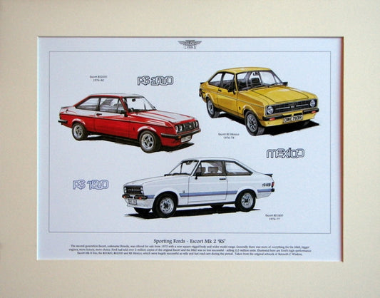Ford Escort  Mk II RS  Mounted Print