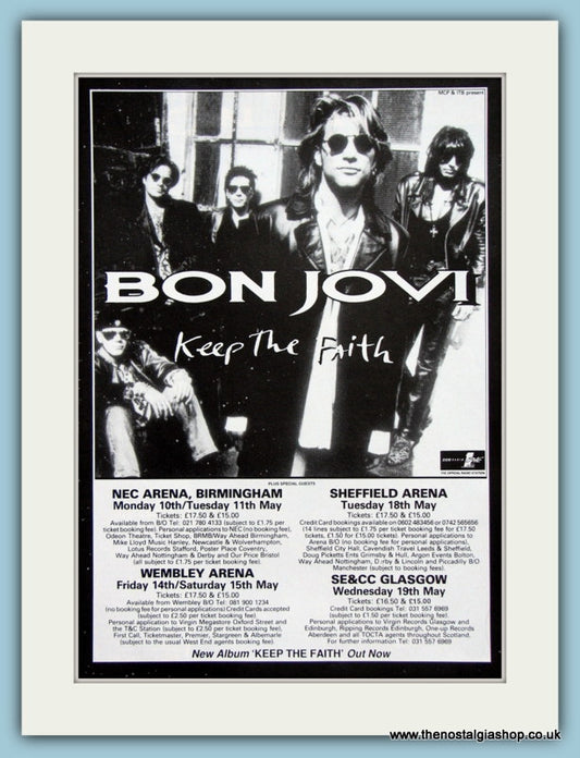 Bon Jovi Keep The Faith Tour, 1992 Original Advert (ref AD3268)