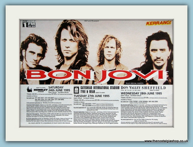 Bon Jovi Tour Dates 1995 Original Advert (ref AD3261)