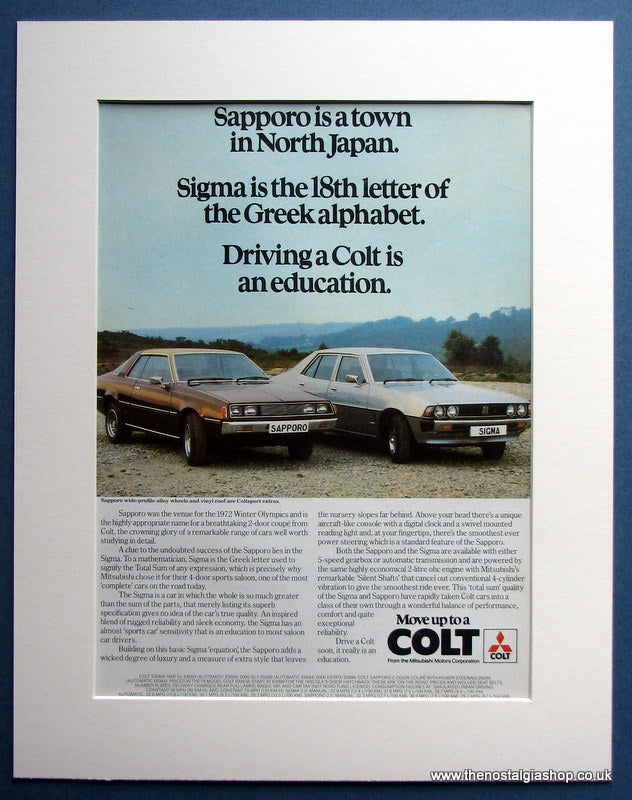 Colt Sapporo, Sigma 1972 Original Advert (ref AD1477)