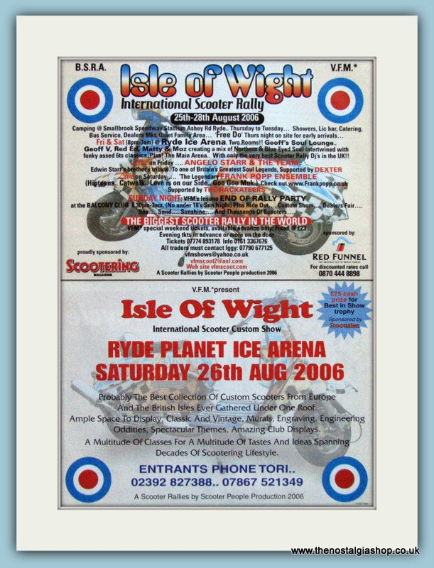 Isle Of Wight Scooter Rally 2 Separate Adverts 2006 Original Adverts (ref AD4663)