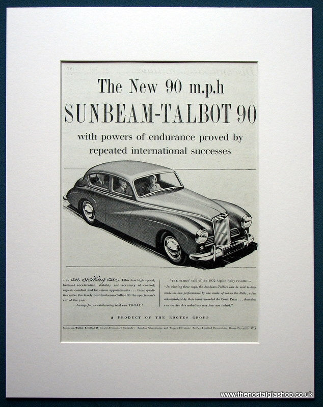 Sunbeam Talbot 90 1952 Original Advert (ref AD1093)