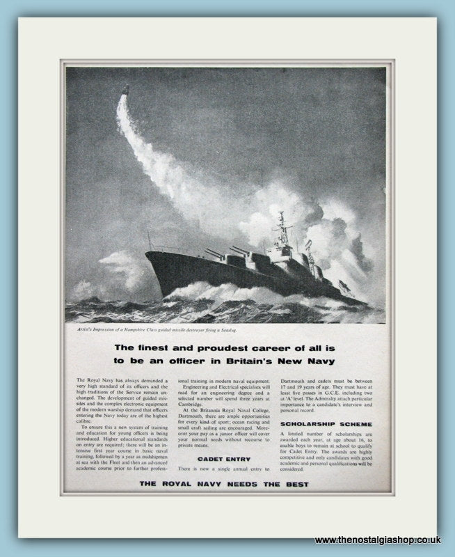 Royal Navy, Proudest Career. Original Advert 1959 (ref AD6076)