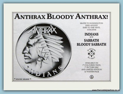 Anthrax Set of 3 Original Adverts I'm The Man, Indians, Anti-Social 1980's (ref AD3054)