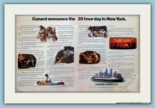 Cunard America Cruise Ship Original Advert 1974 (ref AD2340)