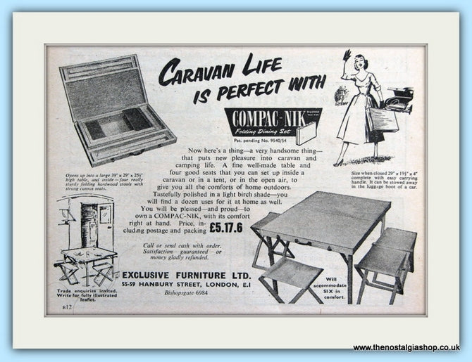 Compac-Nik Folding Dining Set Original Advert 1955 (ref AD6315)