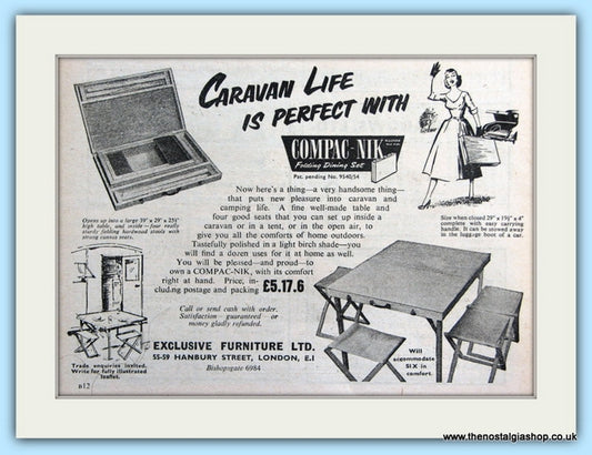 Compac-Nik Folding Dining Set Original Advert 1955 (ref AD6315)