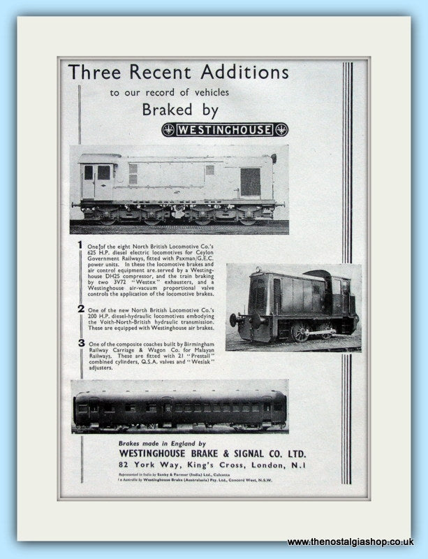 Westinghouse Train Brakes Original Advert 1951 (ref AD6502)