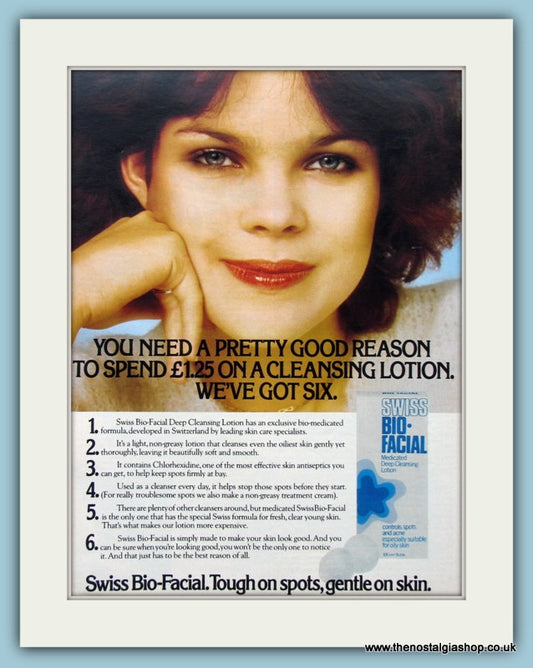 Swiss Bio Facial Cleansing Lotion Original Advert 1977 (ref AD4563)