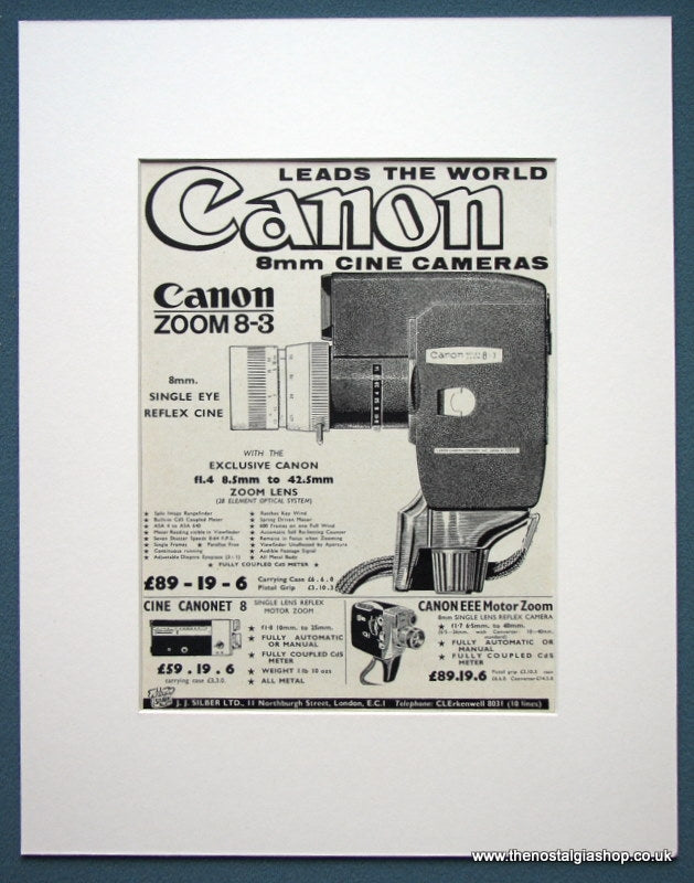 Canon 8mm Cine Cameras 1963 Original Advert (ref AD1050)