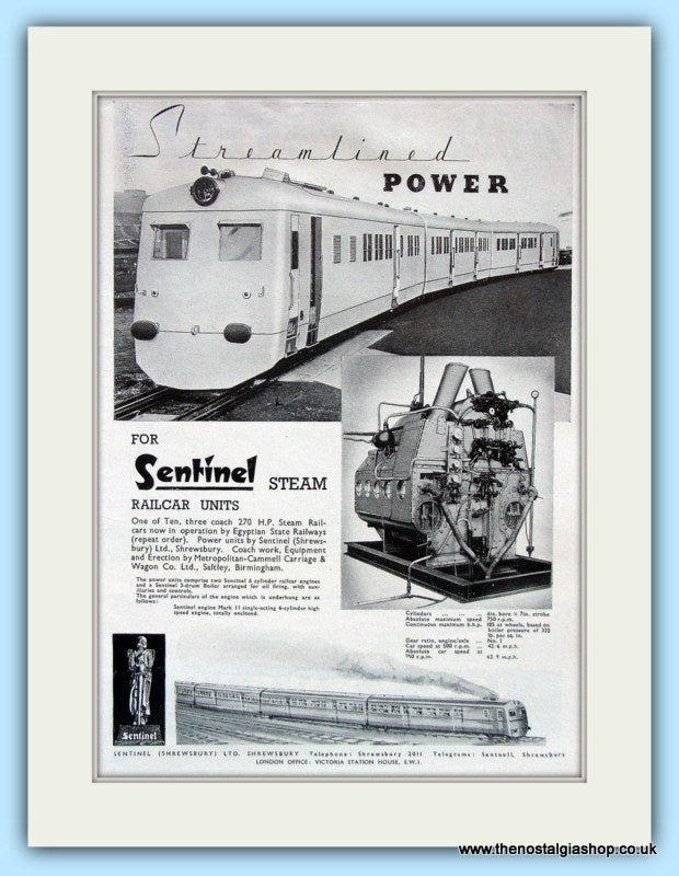 Sentinel Steam Railcar Units  Original Advert 1951 (ref AD6473)