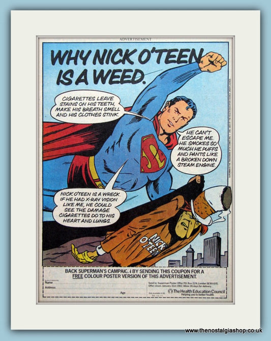 Nick O'Teen Superman Set Of 2 Original Adverts 1981 (ref AD6455)