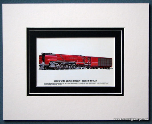 South African Railway 42 Inch Gauge Express Locomotive Mounted Print (ref SP64)