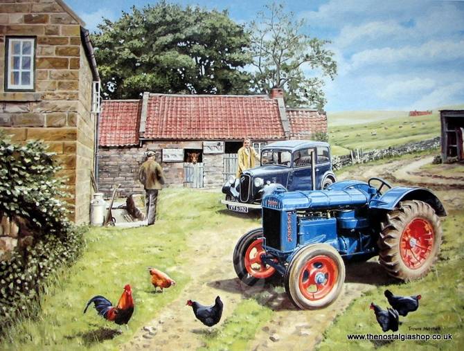 Farmyard Fordson Tractor Print (ref N57)