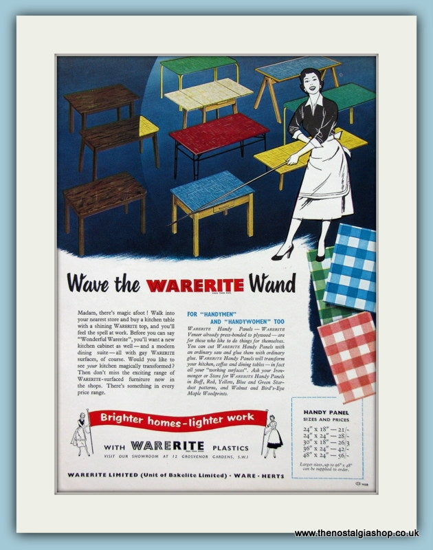 Warerite Plastics Original Advert 1955 (ref AD2502)