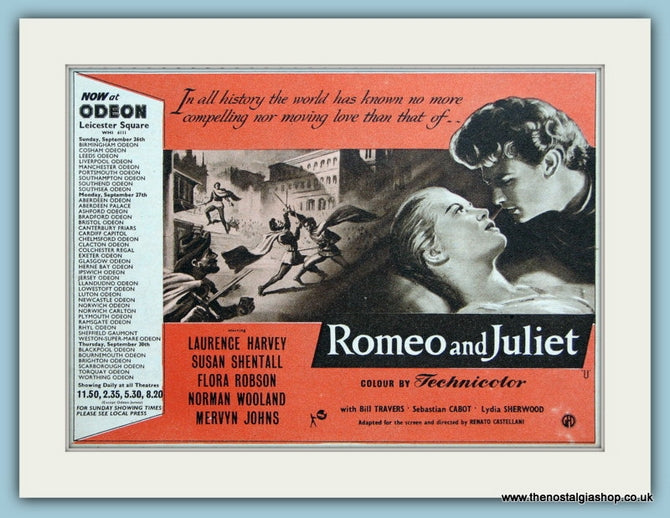 Romeo And Juliet 1954 Original Film Advert (ref AD3335)