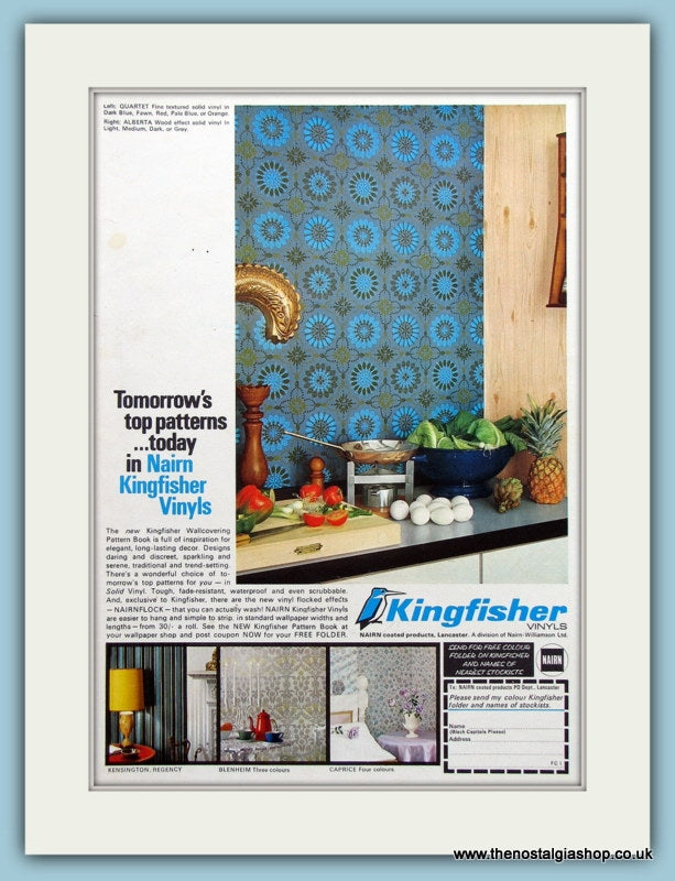 Kingfisher Vinyls Wall Coverings Original Advert 1968 (ref AD3700)