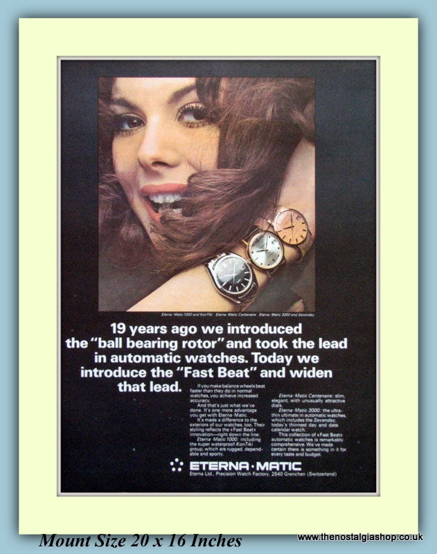 Eterna.Matic Switzerland Watch Original Advert 1968 (ref AD9377)