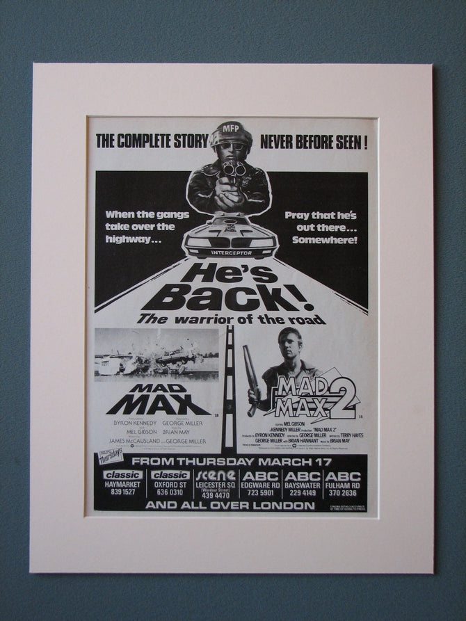 Mad Max I & II 1983 Original advert (ref AD450)