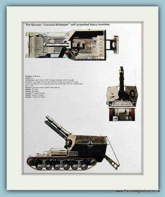 German Lorraine Schlepper Self-Propelled Heavy Howittzer. Print (ref PR455)