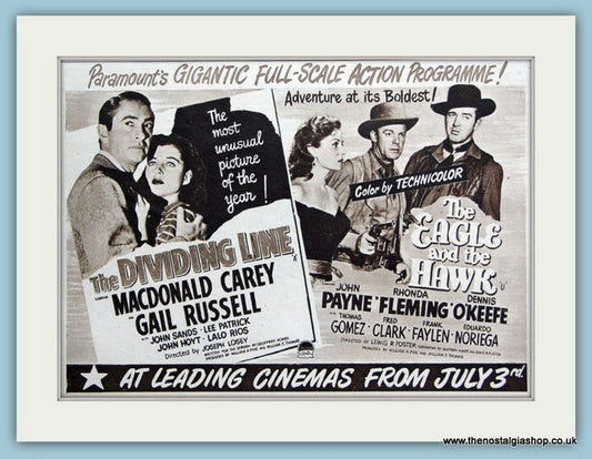 The Dividing Line & The Eagle and The Hawk, 1950 Original Advert (ref AD3241)