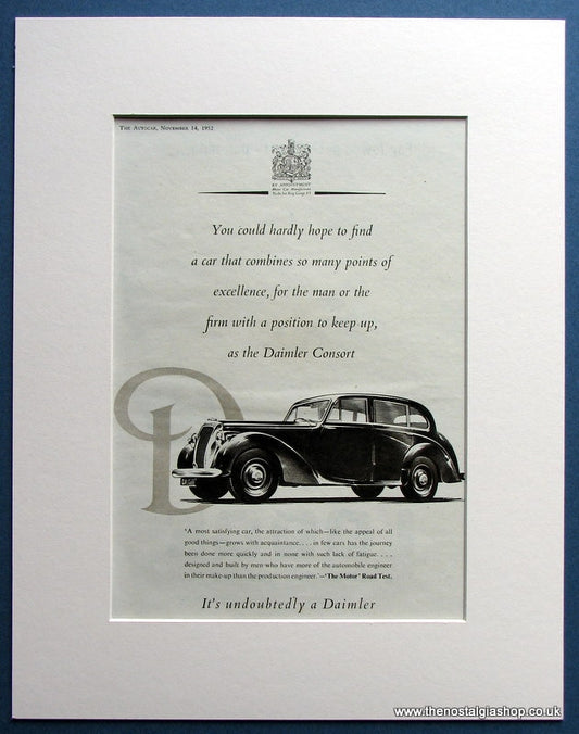 Daimler Consort. Original Advert 1952 (ref AD1473)