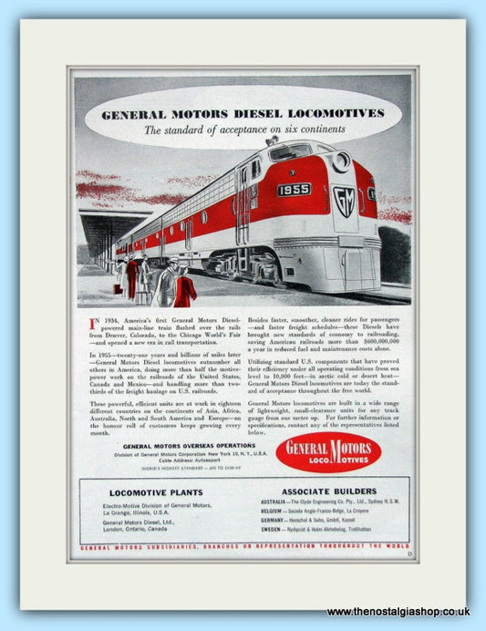 General Motors Diesel Locomotives Original Advert 1955 (ref AD6487)