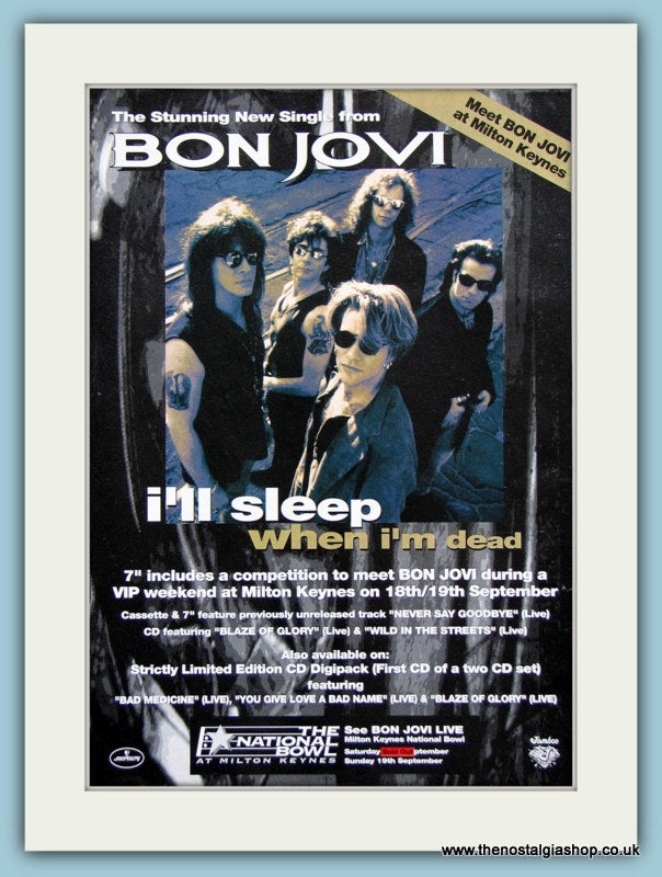 Bon Jovi, I'll Sleep When I'm Dead1993 Original Advert (ref AD3269)