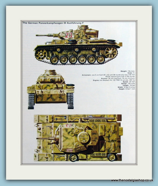 German Panzerkampwagen III Ausfuhrung F. Print (ref PR441)