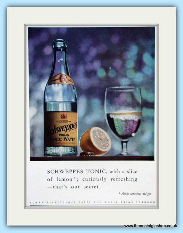 Schweppes Indian Tonic Water Original Advert 1950 (ref AD5010)