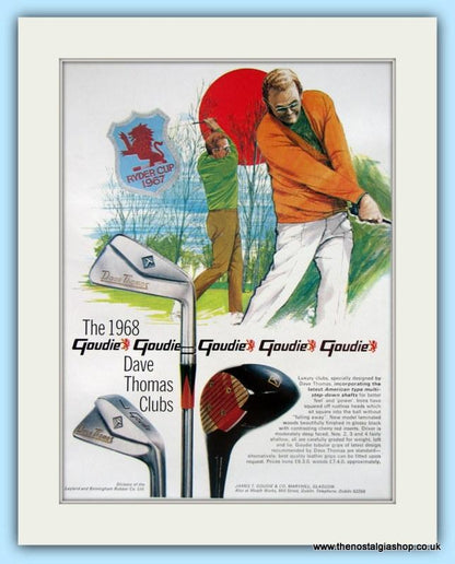 Goudie 1968 Dave Thomas Clubs. 2 x Original Adverts (ref AD4991)