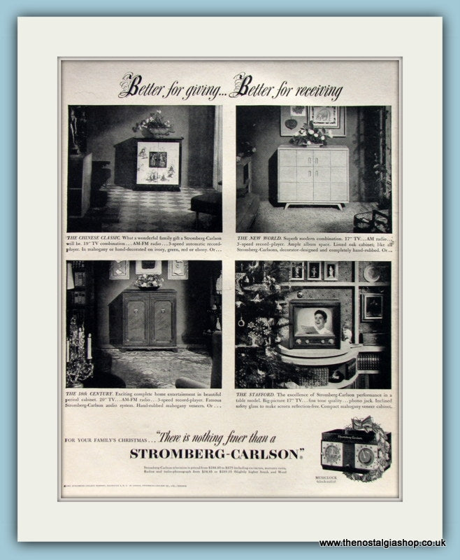 Stromberg Carlson Musiclock. Original Advert 1951 (ref AD8287)