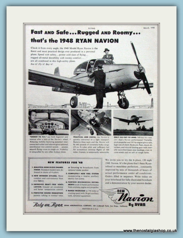 Ryan Navion Original Advert 1948 (ref AD4232)
