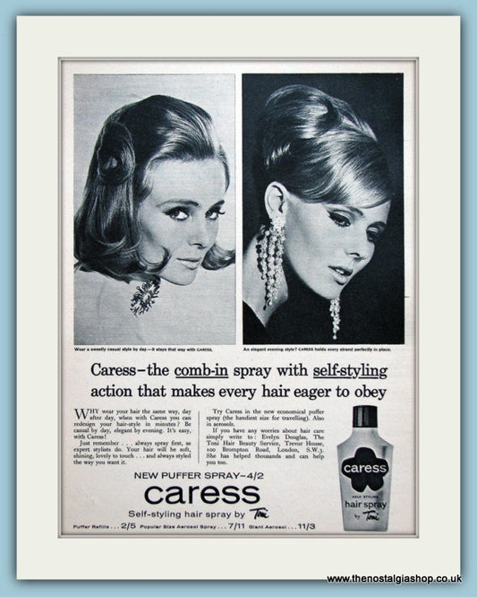 Caress Hair Spray Original Advert 1963 (ref AD3640)