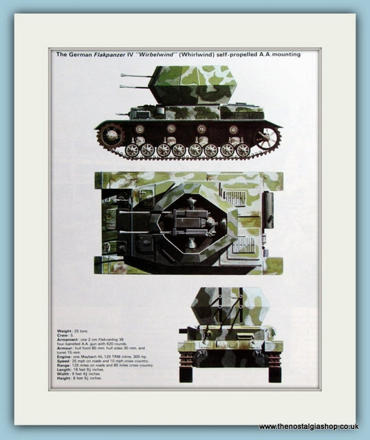 German Flakpanzer IV Whirlwind Self Propelled A.A. Mounting. Print (ref PR443)