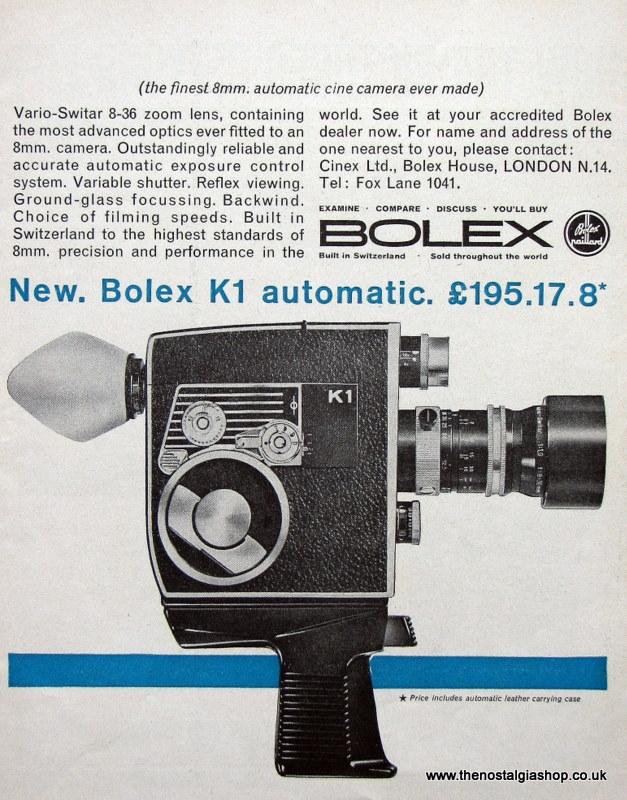 Bolex S1, K1 & P3 Cameras. Set of 3 Original adverts 1963-64 (ref AD1062)