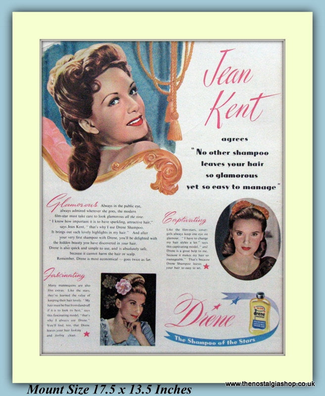 Drene Shampoo With Jean Kent Original Advert 1948 (ref AD9231)